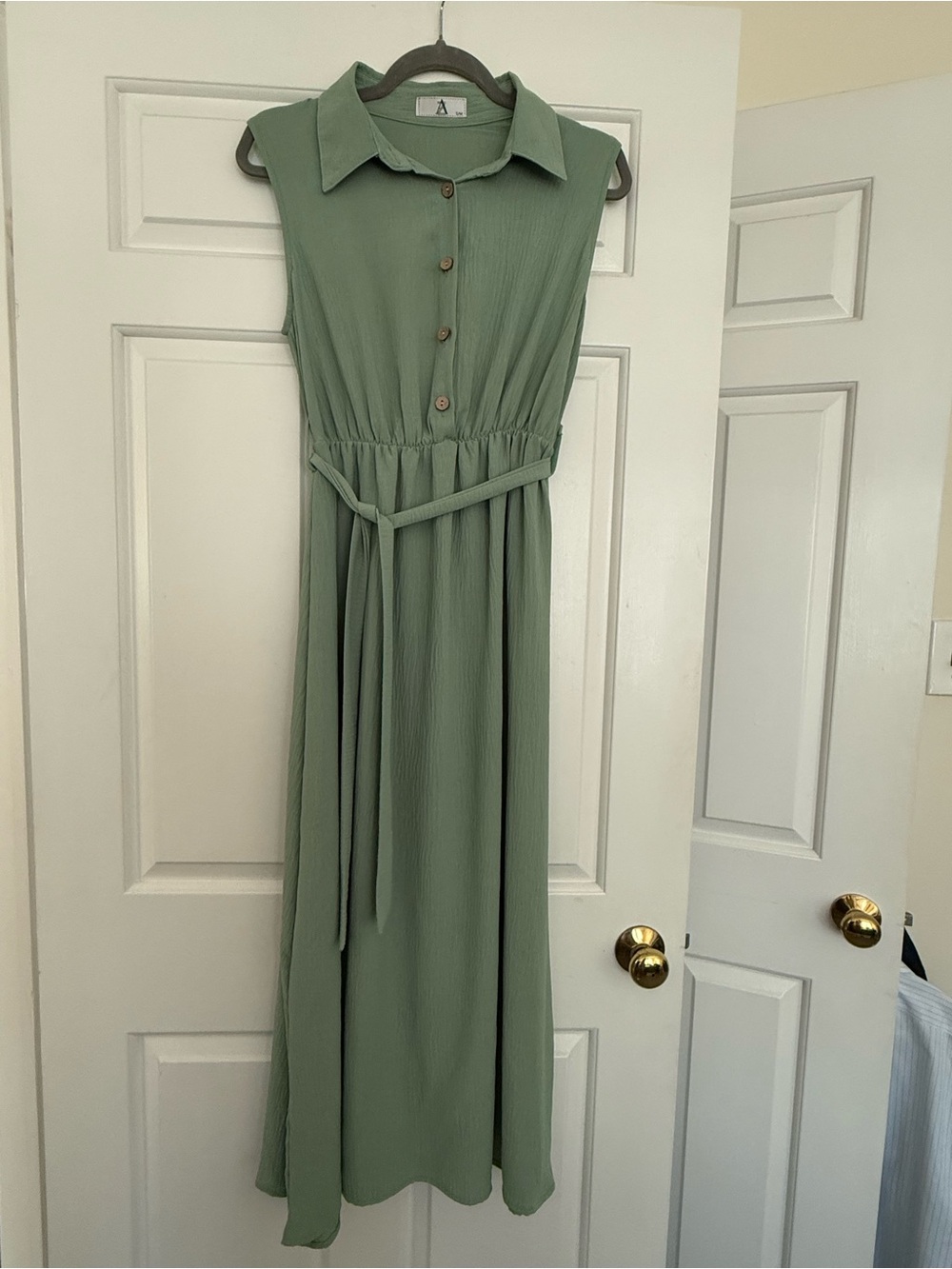 Sleeveless Collared Maxi Dress in Sage Green